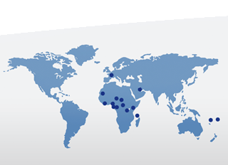 Carte des pays d'intervention de Horus - Plus de 15 pays